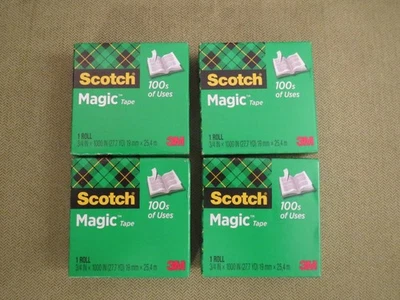 Scotch Magic Tape Refill 3/4" x 1000" Clear, 4 Pack