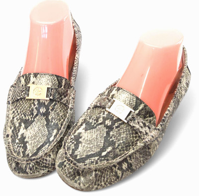 Giani Bernini Dailyn Gray Leather Loafers Snake Embossed Flats Size 9M