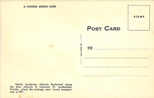 Vintage Florida Chrome Postcard Ft Lauderdale Venice America Hotels Boulevard - Picture 2 of 2
