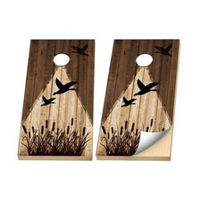 Premium Cornhole Vinyl Wraps - 3M Decal- Hunting - Rustic Duck Hunting Marsh
