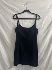 Express Black Satin Dress Spghetto Strap Cocktail Sexy Bodycon Size 7/8