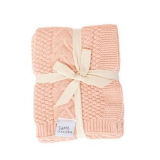 Knit Baby Blanket in Cable Pattern, Organic Cotton Blankets for Crib or Strol...