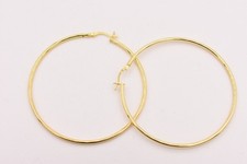 2mm X 60mm All Shiny Plain Hoop Earrings 14K Yellow Gold-Plated Silver 925