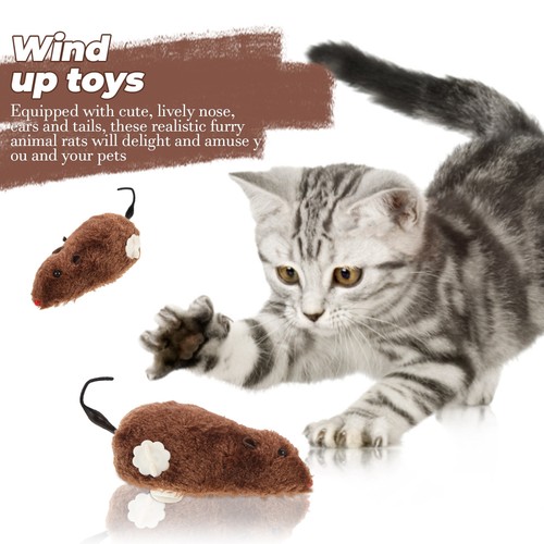 Jump Mouse Toy Mechanical Animal Stuffed Wind up Plush Clockwork - Picture 5 of 12