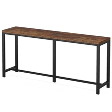 70.9"Extra Long Industrial Consuloe Table - Rustic Brown with Black Frame