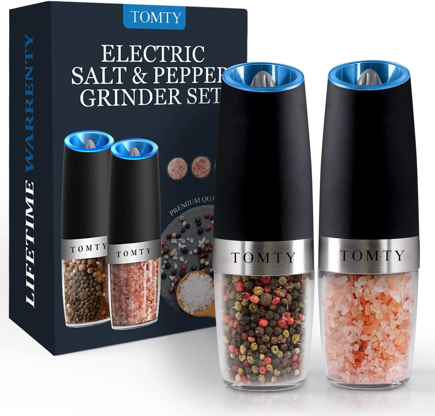 Gravity Electric Salt and Pepper Grinder Set White Elephant Gifts for Women Who