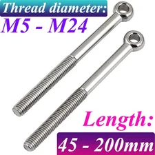 M5 - M24 A2/304 Partially Threaded Forged Eye Bolts Rings Wire Hanging Screws