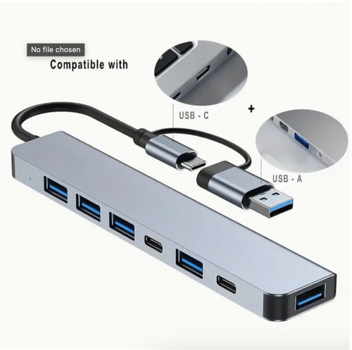 7-in-1 High-Speed USB 3.0 Data Transfer Adapter – Multiport Expansion Hub for Se