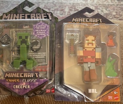 Minecraft Dungeons 3.25 Hal and Creeper Action Figures, damaged box Creeper