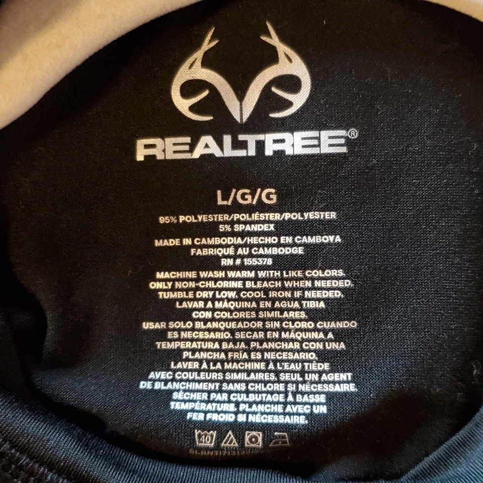 Realtree Mens Base Layer Shirt Performance Thermal Top Large Black Long Sleeve - Image 2 of 4