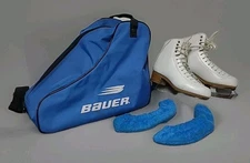 Jackson Ultima Mirage Figure Skates Size 5C Leather w Bauer Bag and Guards  EUC