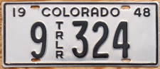 1948 Colorado Trailer License Plate Number Tag