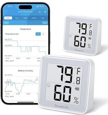 GoveeLife Bluetooth Thermometer Hygrometer Smart Digital Indoor Sensor 2 Pack
