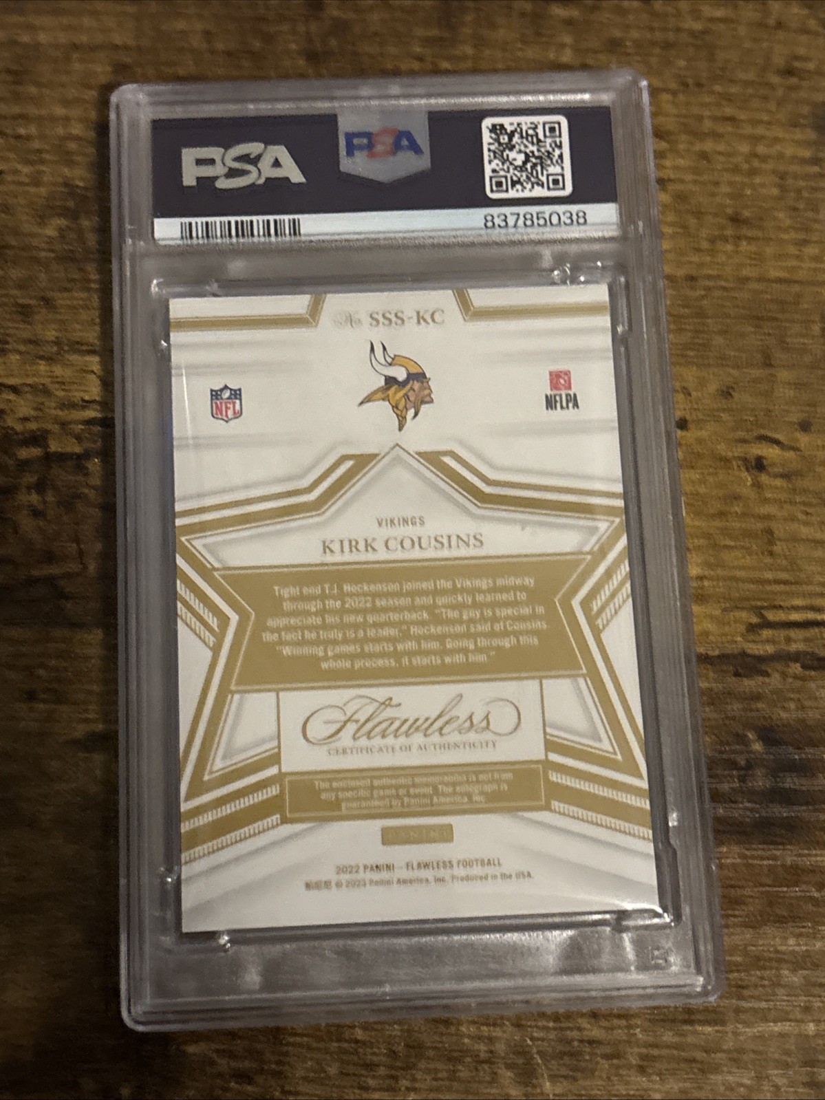 2022 Panini Flawless Star Swatch Signatures Kirk Cousins On Card Auto /10 view 2