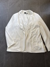 Chicos Travelers Size 1 White Open Front Unstructured Textured Blazer Jacket