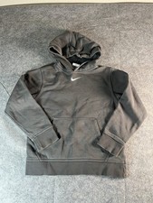 Nike Hoodie Sweatshirt Embroidered Check Swoosh Faded Gray Youth Size S
