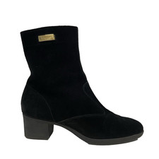 Vintage 90s Salvatore Ferragamo Black Suede Logo Ankle Boots Women  s 5.5 B