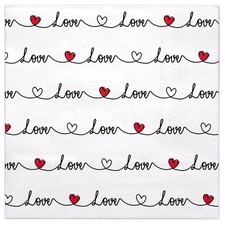 50Pcs Valentine's Day Paper Napkins - 3-Ply Love Heart Disposable Cocktail Paper