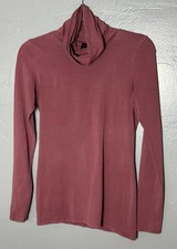 Peruvian Connection Women  s Maroon Extreme Turtle Neck Long Sleeve Pima Cotton
