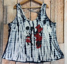 Disney Mickey & Minnie Mouse Tie Dye Tank Top Women’s XXXL 21 Black White Sleeve