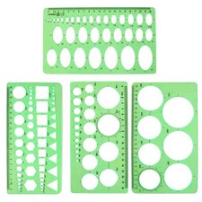 4PCS Plastic Circle and Oval Templates - Clear Green Measuring Templates for ...