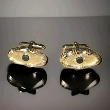 Swank Designer Cufflinks, Gold Onyx