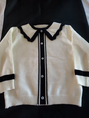 Girls Sweater Pullover Knitted Party Wedding Casual Cream/Black 13 - Picture 2 of 12