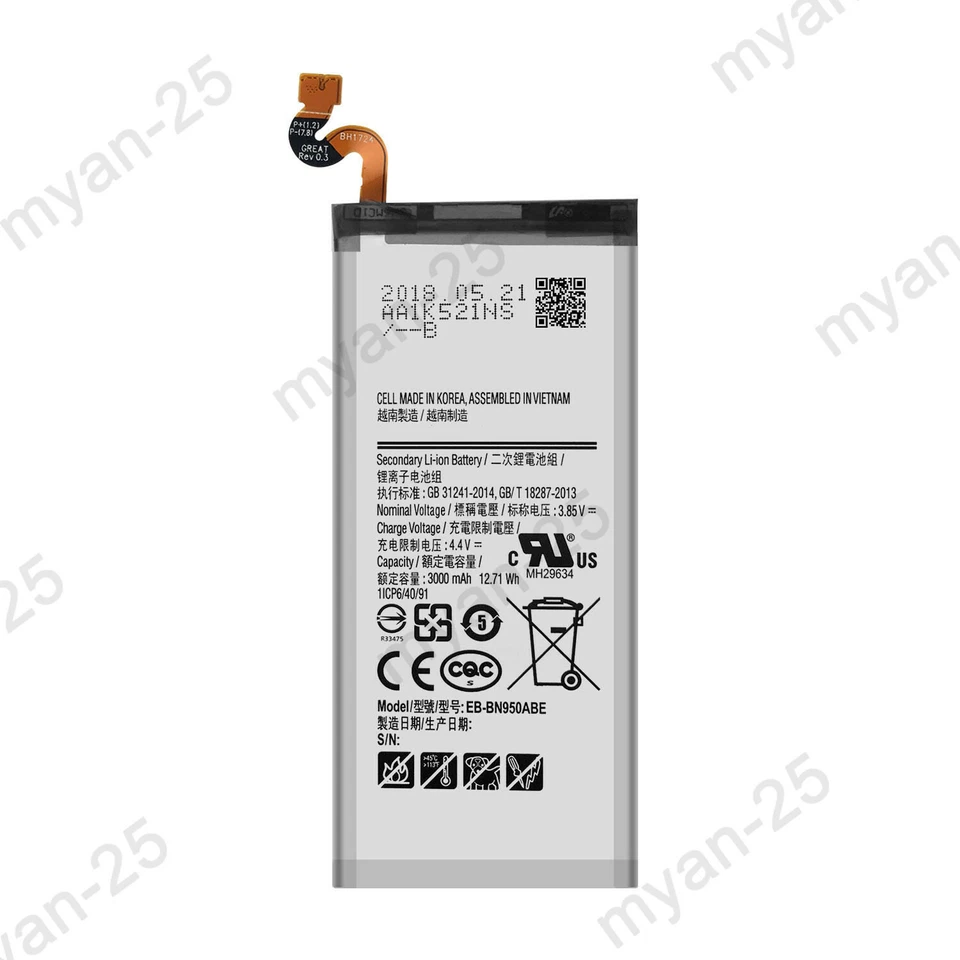 Batería de repuesto para Samsung Galaxy Note 8 SM-N950U EB-BN950ABE EB-BN950ABA Foto 2 de 4