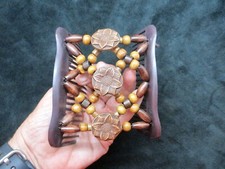 Vintage Double Comb Hair Clip Brown w/Molded Flower Bead