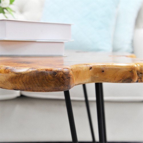 Greenage Rustic Cedar Root Live Edge Coffee Table with Hairpin Legs Heavy Thick - Picture 7 of 59