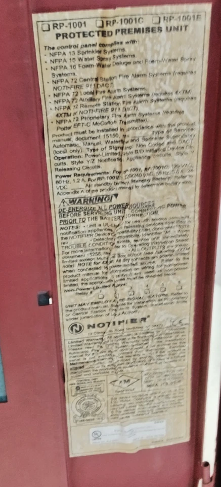 NOTIFIER RP-1001 DELUGE PREACTION CONTROL PENAL - Image 3 of 4