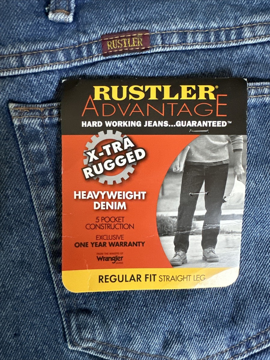 Rustler Advantage 42x30 Heavy Weight Denim Jeans X-Tra Rugged Regular Fit