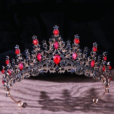 Red Black Crown Goth emo edgy alt prom birthday pageant dark vintage bridal