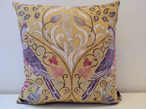 Liberty Faxstead Linen Grey & Gold Velvet Rare Vintage Retro Cushion Cover 60's - Picture 16 of 20