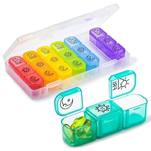 Large 7 Day Organizer Weekly, Daily Medicine Container 3-Times-a-Day, Holder ...
