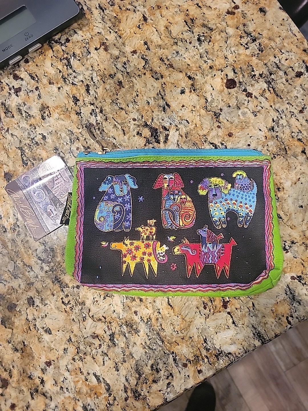 Laurel Burch Cotton Canvas Small Cosmetic Bag DOGS- Makeup Bag 6 x 9