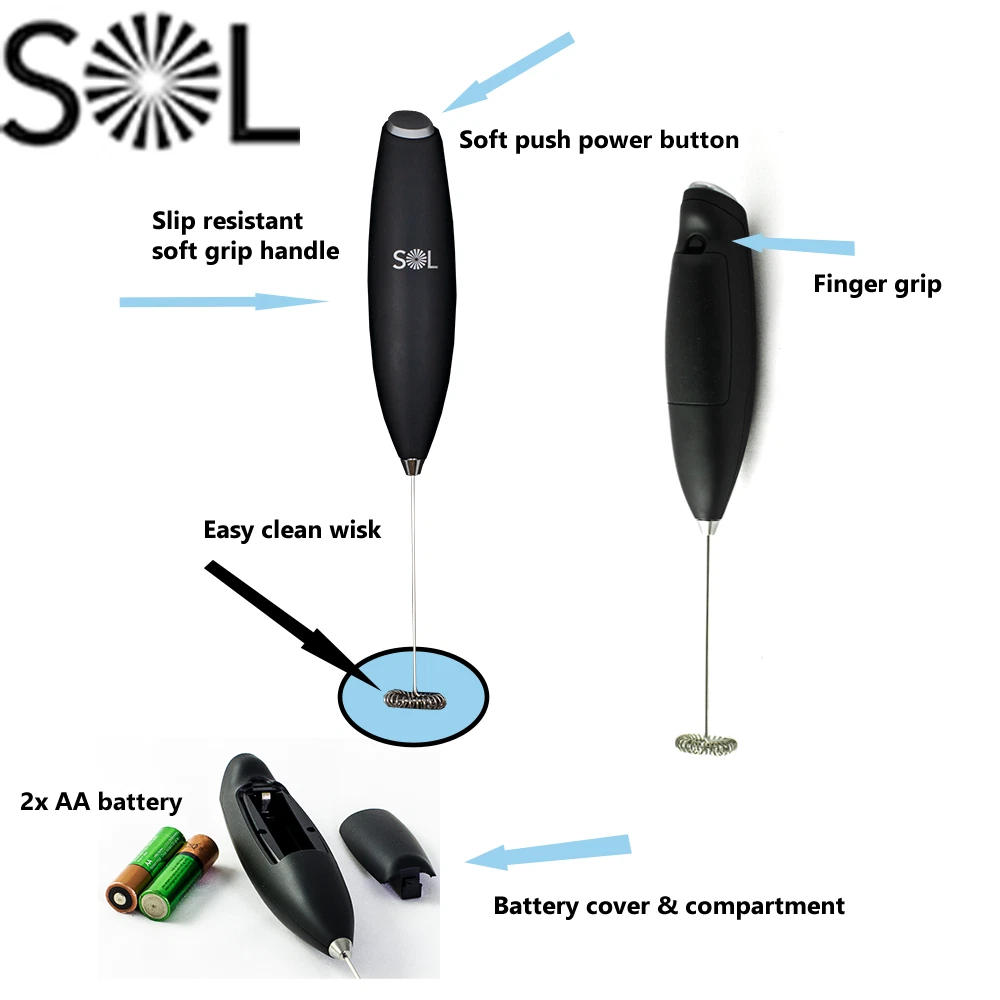 Milk Frother for Latte coffee Mini Foamer for Cappuccino Lite Handheld Sol