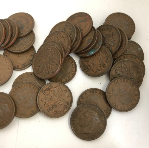 2 X 1941 CANADIAN PENNY ROLLS ORIGINAL WRAPPERS. COINS UNCLEANED AND UNRUBBED - Picture 4 of 14