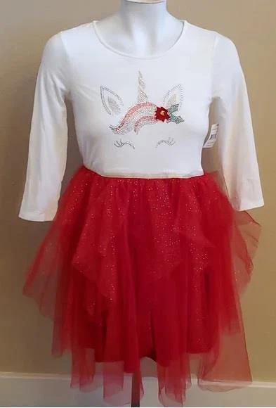 Girls Lilt Christmas Unicorn Sparkle Dress Size L 10 12 XL 14 16 NWT