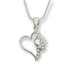 Heart Love Pendant 18" Chain Made With Swarovski Crystal Gift New Necklace