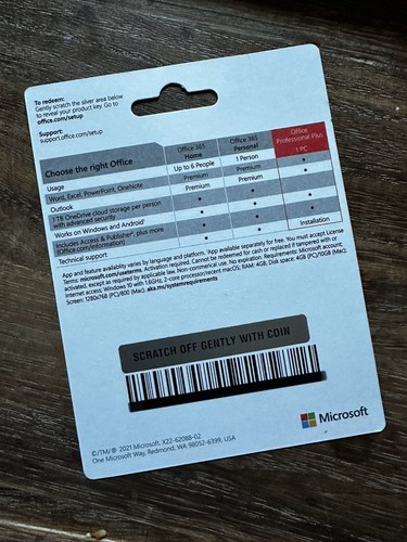 Microsoft Office Professional Plus 2021 retail 1PC product card sealed genuine - Picture 2 of 2