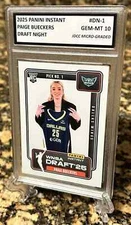 PAIGE BUECKERS GRADED GEM-MT 10 2025 PANINI INSTANT DRAFT NIGHT ROOKIE #DN-1