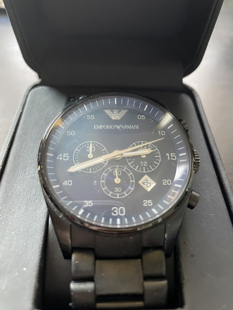 black and blue armani watch