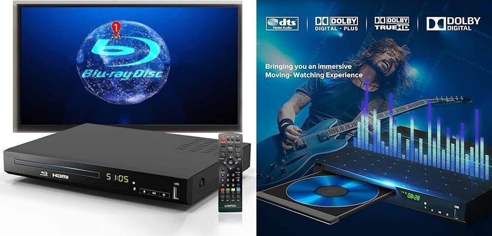 Reproductor de DVD Blu Ray, Reproductor de discos Blu-ray Full HD con 