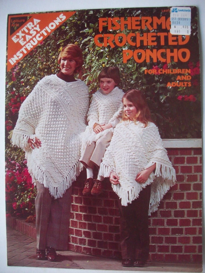 Extra Easy Fisherman poncho crochet pattern children and adult sizes - Image 2 of 2