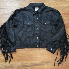 Wrangler X Fender Fringe Jacket Size Small Western Crop Trucker Denim Souvenir