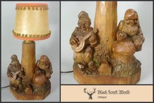 lovely german hand carved wood gnome lamp 