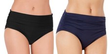 Calvin Klein Womens Convertible Shirred Fold-over Bikini Bottom, Navy or Black M