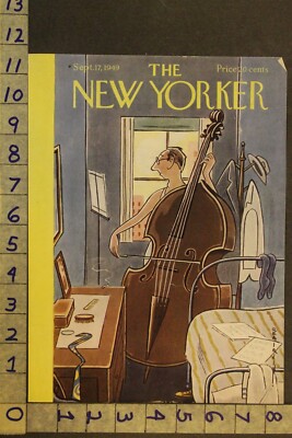 1949 NEW YORKER VINTAGE COVER IRVIN MUSIC CELLO PLAY INSTRUMENT ARTIST NYC17