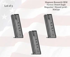 LOT of (3) Magnum Research OEM Factory Desert Eagle Magazine 7 Round 50AE- MAG50